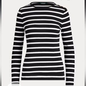 Ralph Lauren Striped Button-Shoulder Top